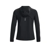 Campera blanca con capucha, cierre frontal completo y logo Under Armour en el pecho.