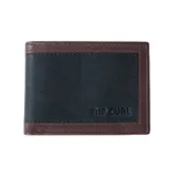 Billetera Rip Curl de poliuretano color negro con logo en relieve.