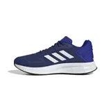 Championes Adidas Duramo SL 2.0 para hombre, color azul con detalles en blanco. Cuentan con amortiguación Lightmotion, suela de caucho, exterior de malla transpirable y revestimientos sin costuras. Fabricados con materiales reciclados.