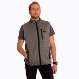 Chaleco de tejido tipo punto con textura melange, cierre frontal completo, bolsillo en el pecho con cierre y bolsillos laterales con cierre. Cuenta con interior de polar para mayor abrigo.