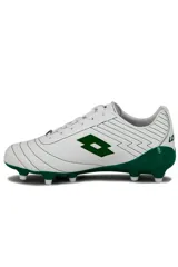 Championes de fútbol Lotto modelo Genova MD para hombre, color azul con detalles en blanco, diseñados con tapones para césped natural y logo de la marca en el lateral.