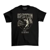 Remera de algodón color negro con estampado frontal de la banda Led Zeppelin, presentando la figura del ángel y los símbolos característicos del álbum IV.