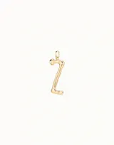 Dije con forma de letra Z mayúscula, bañado en oro, con gancho superior para colgar de una cadena.