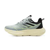 Championes deportivos American Sport modelo Magno, color gris con detalles en negro y verde flúor, entresuela gruesa beige y tecnología Memory Foam.