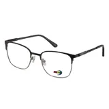 Armazón de lentes MDQ modelo M34, con diseño de marco superior en negro mate y parte inferior metálica en tono gris. Incluye plaquetas ajustables y patillas delgadas.
