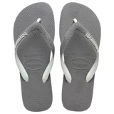 Ojotas Havaianas modelo Top Mix, color gris oscuro con tiras blancas y detalle de textura trenzada en las tiras.