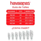 Ojotas Havaianas de diseño clásico color blanco, con tiras texturizadas y suela de goma resistente.