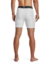 Short de compresión Under Armour de la línea HeatGear, diseñado para entrenamiento de alto rendimiento. Presenta un ajuste ceñido al cuerpo, cintura elástica ancha con logo de la marca, bolsillo lateral Strength Pocket y paneles de malla para mayor ventilación.