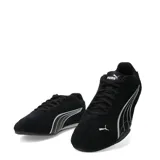 Championes Puma modelo Catch Sd, color negro con detalles en blanco. Diseño de perfil bajo con exterior de gamuza, cierre de cordones y suela de goma.