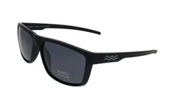 Lentes de sol Floats negros con lentes grises polarizadas y diseño de olas en las patillas.