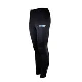 Calza larga de running para hombre, color negro, con paneles de malla en la parte posterior de las rodillas para mayor ventilación y logo reflectante en el muslo.