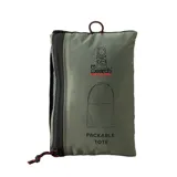 Bolso tipo tote plegable de la marca Rip Curl, color verde oliva con paneles laterales en tejido técnico cuadriculado. Cuenta con una correa larga para llevar al hombro y logo estampado en el frente.