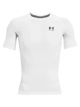 Remera de compresión Under Armour HeatGear de manga corta, diseñada para entrenamiento de alto rendimiento. Presenta un ajuste ceñido al cuerpo, paneles de malla estratégicos para ventilación en axilas y espalda, y mangas raglán híbridas para mayor libertad de movimiento.