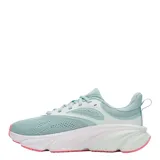 Championes de running Under Armour modelo W Rogue 6, color turquesa con detalles en blanco y suela con acentos en fucsia. Presentan diseño de malla transpirable y logo de la marca en el lateral.
