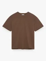 Camiseta de manga corta con cuello redondo y corte relajado, confeccionada en algodón de color marrón.