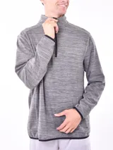 Buzo de cuello alto con cierre frontal parcial, de manga larga y diseño liso en color gris melange.