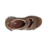 Sandalias CAT Giles para hombre, color marrón con detalles en beige. Poseen ajuste con velcro y suela de goma.