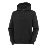 Hoodie Salomon Equipe color negro, con capucha con cordón ajustable, bolsillo frontal tipo canguro y logo impreso en el pecho y la manga.