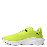 Championes de running Puma modelo Skyrocket Lite, color amarillo neón con detalles en negro y suela blanca. Presentan diseño de malla transpirable, cierre con cordones y tecnología de amortiguación en la entresuela.