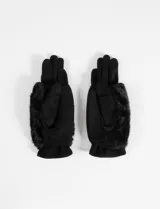 Guantes de símil gamuza color negro con mitón de pelo sintético desmontable, permitiendo dos formas de uso.