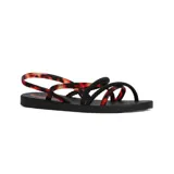 Sandalias Ipanema Hazel, con base negra y tiras finas color carey.