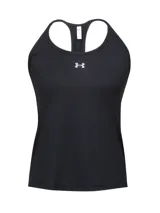 Musculosa deportiva Under Armour de corte holgado, con diseño de espalda deportiva y tirantes con logo de la marca. Presenta un tejido ligero y transpirable con aberturas laterales en el bajo.