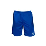 Short deportivo Umbro de fútbol color azul, con cintura elástica y logo de la marca bordado en blanco en la pierna izquierda.