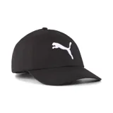 Gorra Puma negra con logo bordado en blanco.