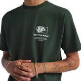 Remera verde con logo de Vans 'Off The Wall' estampado en el pecho.