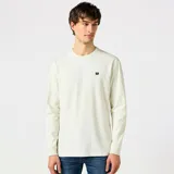 Buzo de manga larga color blanco hueso, con cuello redondo y logo de la marca bordado en el pecho.