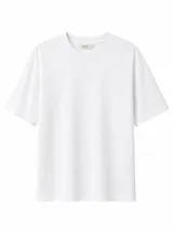 Remera básica de manga corta y cuello redondo, de corte recto y color gris melange.