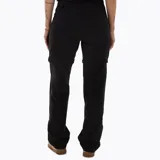 Pantalón técnico de trekking color negro, con diseño convertible, cintura ajustable con cinturón integrado, múltiples bolsillos con cierre y detalles reflectantes.