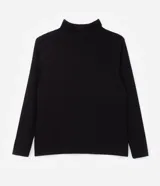 Blusa de manga larga con cuello alto, confeccionada en tejido de viscosa con elastano, de diseño liso y ajuste al cuerpo.