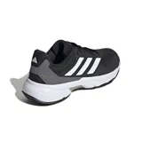 Championes Adidas Courtjam Control 3, color negro con detalles en gris y las tres tiras clásicas en blanco. Ideales para tenis.