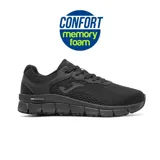 Championes deportivos Joma modelo Atenea Men, color negro, diseñados para running y uso diario, con capellada de malla transpirable y suela de caucho antideslizante con tecnología Memory Foam.