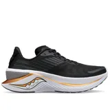 Championes Saucony Endorphin Shift 3 de dama, color negro con detalles en blanco y dorado.