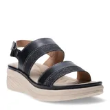 Sandalias Lady Confort Conques color beige con doble tira y tira trasera ajustable.