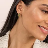 Aros de plata 925 bañada en oro 18k con piedra rectangular de prasiolita.