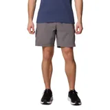Short cargo Columbia de secado rápido, color gris, con bolsillos laterales de seguridad con cremallera y cintura elástica con cinturón integrado.