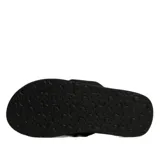 Ojotas Sanuk modelo Beer Cozy, color negro, con tiras anchas y base acolchada de espuma para mayor confort.