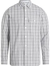 Camisa de manga larga Calvin Klein de algodón con estampado a cuadros en blanco y negro. Tiene cuello formal, cierre frontal con botones, un bolsillo con solapa en el pecho y corte regular fit.