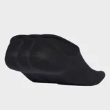 Pack de tres pares de medias invisibles Adidas color negro, con logo del Trifolio bordado en blanco en la parte superior. Cuentan con un diseño de corte bajo y detalle de silicona en el talón para mayor sujeción.