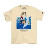 Remera color beige de manga corta con estampado frontal inspirado en la película Kiki's Delivery Service de Studio Ghibli.
