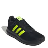 Championes Adidas Lite Racer 4.0 de diseño liviano, confeccionados en malla transpirable. Presentan mediasuela con tecnología Cloudfoam para mayor amortiguación y suela de goma resistente. El diseño es negro con las tres tiras laterales y detalle en la lengüeta en color amarillo neón.