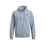 Campera deportiva con capucha Under Armour Rival Light Weight, color gris claro, con cierre frontal completo, bolsillos laterales y logo de la marca en el pecho.