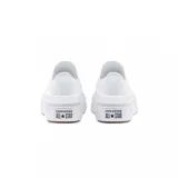 Championes urbanos Converse Chuck Taylor All Star Move Low Top, color blanco, con plataforma y suela de goma color caramelo.