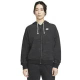 Campera con capucha Nike Sportswear Gym Vintage, color negro jaspeado, con cierre frontal completo, cordones ajustables y logo estampado en el pecho.