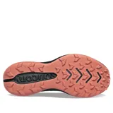 Championes Saucony Blaze TR de dama para trail running, con capellada de malla color celeste, detalles en gris y logo en color ladrillo. Suela de goma con tecnología PWRRUN para amortiguación y agarre en terrenos irregulares.