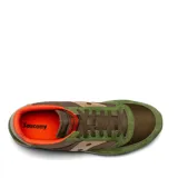 Championes Saucony Jazz 81, color verde con detalles en marrón, naranja y dorado.