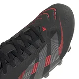 Championes de fútbol Adidas Predator League FG/MG, color negro con detalles en gris y rojo.